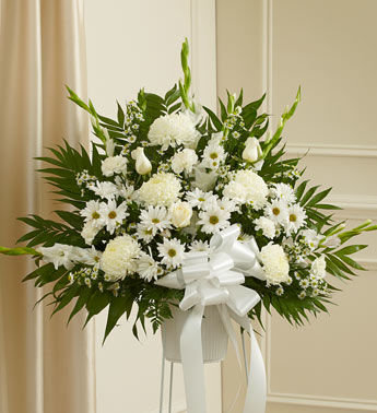 Deepest Sympathies White Standing Basket Deepest Sympathies White Standing Basket